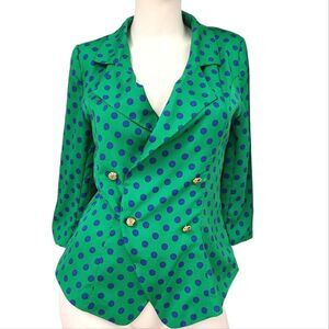 Monteau Green Polka Dit Blazer Womens size medium